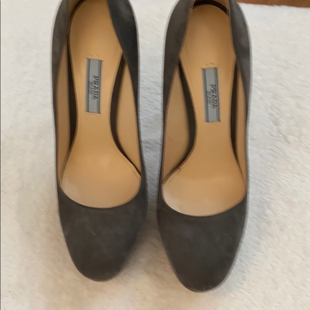 Prada Grey suede platform heels